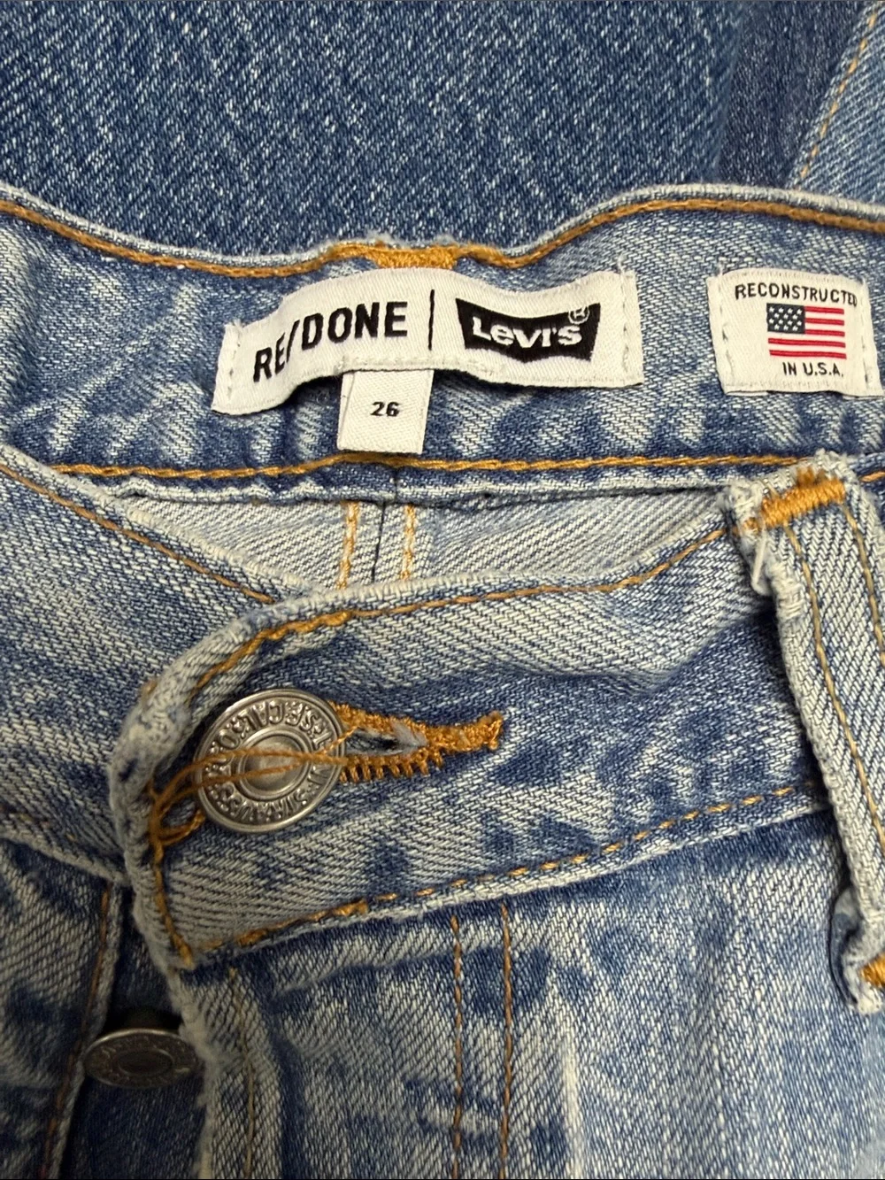 Re/Done x Levi's Patchwork Bell Bottom 60s 70s Hippie Flare Jeans 26 - Picture 4 of 12